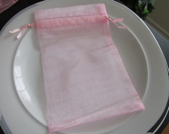 10 Pink Organza Gift Pouch Small Organza bag Mini Wedding Favor Jewelry Candy Bag, 4x6 organza bags, pink organza bags, organza gift bags