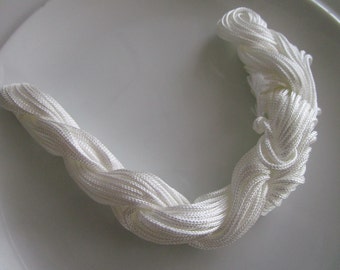 White Braid Cord - 2mm 16 yds 48 feet Nylon Cord - Macrame Thread Shamballa Cord - Jewelry supplies- White Bead Cord - Beading cord white