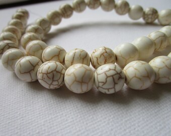 40 white howlite gemstone bead, round howlite bead - 10mm - jewelry bead supply - howlite bead supply - gemstone white howlite - gem supply