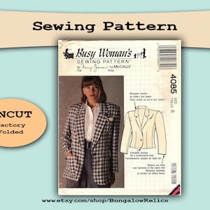 4085 Misses Classic Partially Lined Jacket Blazer Busy Woman&#39;s McCalls Sewing Pattern Sz 8 UNCUT FF