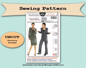 8262 Misses Jacket Skirt Pants Classic Pant Suit Petite Sz 10 12 14 16 18 20 22 Burda Sewing Pattern UNCUT FF