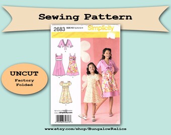 2683 Girls Dress Jacket Bodice Variations Sleeveless Sz 7 8 10 12 14 Simplicity Sewing Pattern UNCUT FF