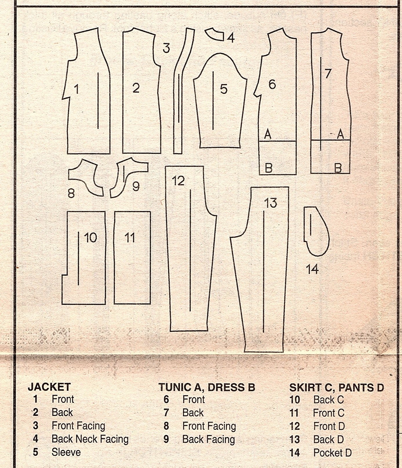 5064 Misses Jacket Dress Tunic Pants Skirt Butterick Sewing Pattern ...