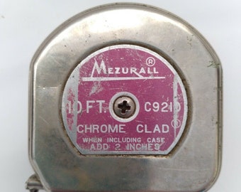 Vintage Lufkin Mezurall 10 FT Chrome Clad C9210 Pocket Tape Measure GP