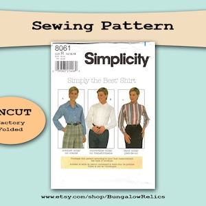 8061 Misses Shirt Dress Shirt Blouses Top Button Up Shirt Long Sleeve Pattern Simplicity Sewing Pattern Sz 14 16 18 UNCUT FF