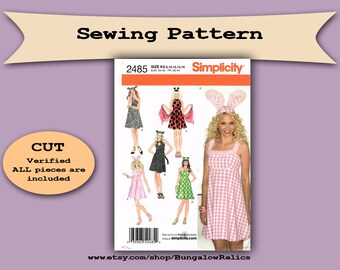 2485 LadyBug Bunny Zebra Leopard Frog Costume Halloween Party Sz 8 10 12 14 16 Simplicity Pattern CUT to Sz 16 Complete