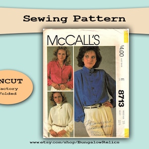 8713 Misses Blouses Shirt Dress Shirt Button Up Shirt Long Sleeve Pattern McCalls Sewing Pattern Sz 10 Bust 32 1/2&quot; UNCUT FF
