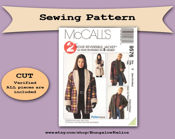 9576 Misses Reversible Jacket Coat Fleece Shawl Collar Cuffs Classic ...