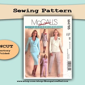 M4785 Misses Lined Jacket Top Pants Jupe Powersuit Church Suit McCalls Couture Modèle Sz 8 10 12 14 non coupé FF