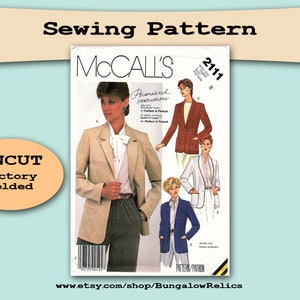 2111 Misses Classic Jacket Blazer for Ultrasuede Suede McCalls Sewing Pattern Sz 8 UNCUT FF image 1