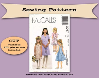 2097 Girls Lined Dress Criss Cross Straps Bolero Jacket McCalls Sewing Pattern Sz 3 4 CUT to Sz 4