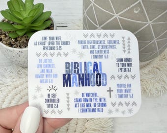 Pegatina de masculinidad bíblica, pegatina de masculinidad cristiana, regalo para un hombre piadoso, pegatina para hombres con fe, pegatina para un esposo cristiano, versículos bíblicos