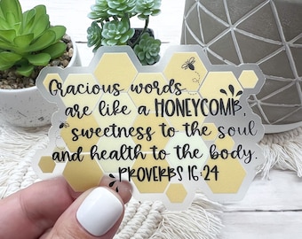 Gracious Words are like a Honeycomb Sticker, Christian Stickers, Laptop Stickers, Vinyl Stickers, Gifts for Her, Christian Gifts, Stickers