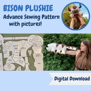 Digital Pattern Bison Sewing Pattern Buffalo Plush Pattern 6 legged Digital File Cow