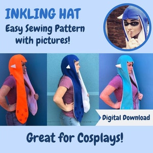 Splatoon Hat Inkling Cosplay Sewing Pattern Girl/Long Version