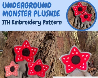 Underground Monster In The Hoop Embroidery Pattern Creepy Plushie Keychain ITH Digital Download PES, EXP