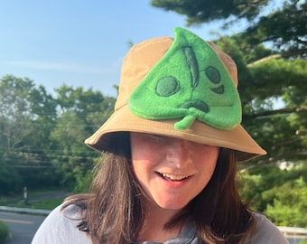 Forest Sprite Bucket Hat Green Leaf Summer Cap