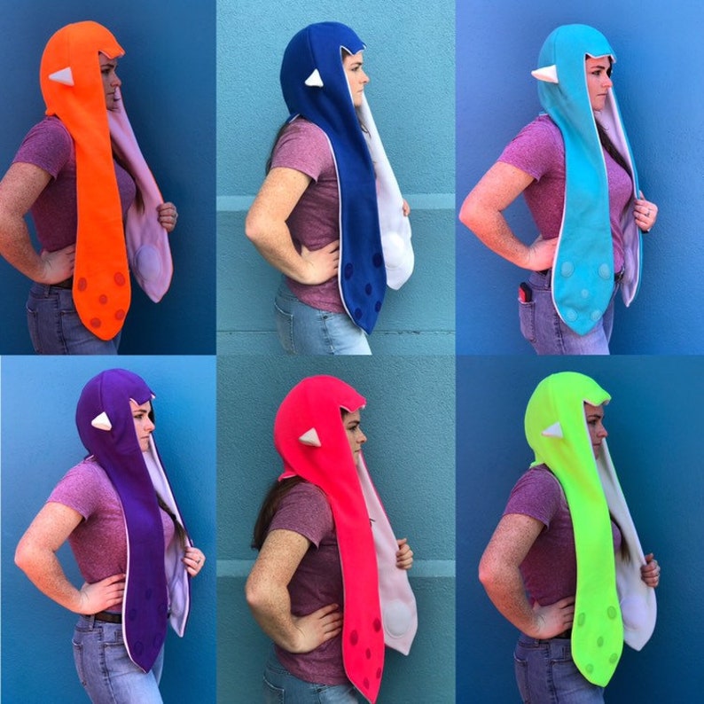 Splatoon Hat Cosplay Inkling Female Squid Hat Costume with/without Ears All Colors Custom Colors Girl Style Tentacles image 1