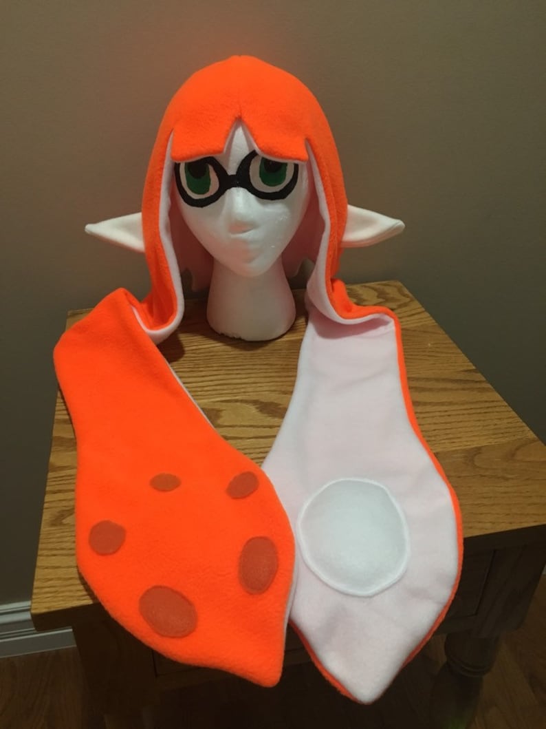 Splatoon Hat Cosplay Inkling Female Squid Hat Costume with/without Ears All Colors Custom Colors Girl Style Tentacles Orange