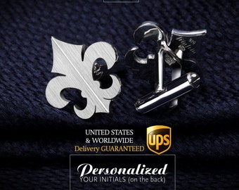 Wedding Cufflinks fleur de lis Groom Cufflinks silver 925, Cufflinks for Women, Custom Cufflinks