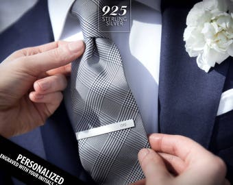 Clip de corbata de boda para el novio, clip de corbata personalizado, clip de corbata de novio grabado, regalo de novio de la novia