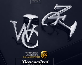 Custom Cufflinks for groom, Wedding Cufflinks Initials, 925 silver cufflinks personalized,
