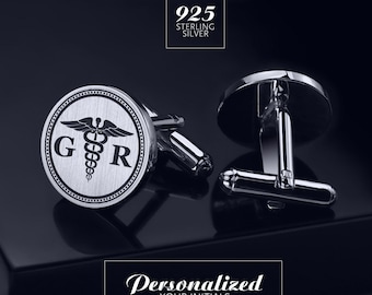 Doctor gift, Doctor Cufflinks personalized, Med graduation gift, Caduceus Cufflinks for doctor