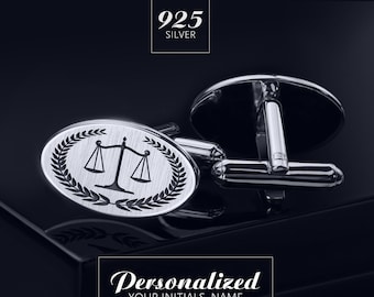 Law Cufflinks, Lawyer gift, Lawyer Cufflinks engraved, Attorney Cufflinks, Scales of Justice cufflinks