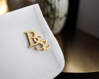 Gold-plated Cufflinks Initials, Personalized Cufflinks for groom, Wedding Cufflinks grooms gift from bride