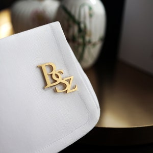 Gold-plated Cufflinks Initials, Personalized Cufflinks for groom, Wedding Cufflinks grooms gift from bride image 1