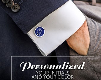 Blue Cufflinks, Wedding cufflinks for groom personalized, Custom Cufflinks Father of the Bride, Dad Cufflinks