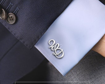Initials Cufflinks for Groom Wedding Cufflinks Personalized in 925 sterling silver, Bride to Groom Cufflinks