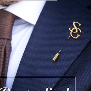 Initials Lapel Pin gold-plated, Wedding tie pin for Groom, Letters Lapel Pin, Groom gift from bride