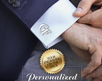 Gemelos grabados con iniciales, gemelos de boda, gemelos personalizados para novios, letras de monograma, regalo para novios