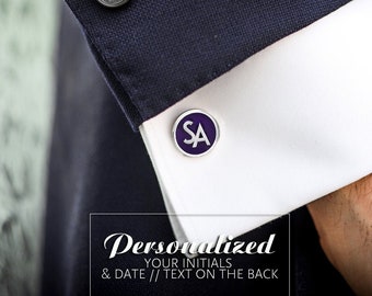 Purple Cufflinks, Wedding Cufflinks for Groom, Father of the Bride Cufflinks Personalized, Wedding gift for groom