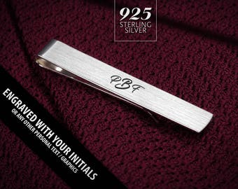 Groom Tie Clip Personalized, Wedding Tie bar engraved, Custom Tie Clip monogram, Gift for dad