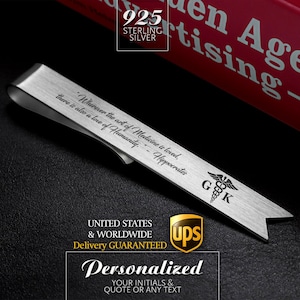 Doctor Gift or Med student gift, 925 silver Bookmark Personalized, Med Graduation Gift
