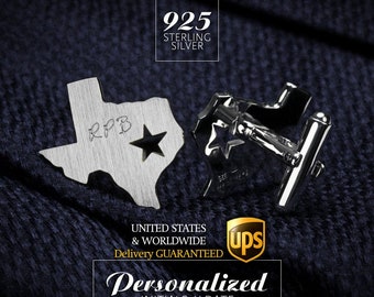 Texas Cufflinks Engraved, State Cufflinks Personalized, Custom cufflinks for groom, Wedding Cufflinks