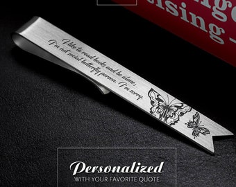 Personalized Bookmark, Silver Bookmark Butterfly, Custom Bookmark Engraved, Bookworm Gift