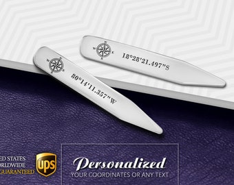 Wedding Collar Stays Engraved, Collar stays groom gift from bride, Personalized collar stays, Custom stiffners