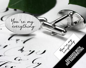 Wedding Cufflinks for groom, Custom Cufflinks Handwritten, Engraved Cufflinks, Personalized Cufflinks Handwriting