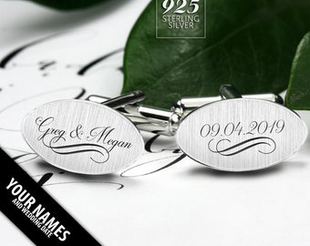 Wedding Cufflinks engraved, Personalized Cufflinks for groom, Wedding gift for dad, Bride to groom gift