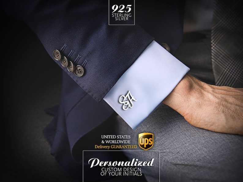 925 silver cufflinks personalized Bespoke Cufflinks for groom Wedding Cufflinks Initials