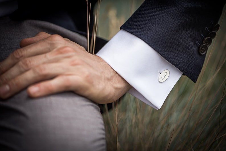 Initials Cufflinks Engraved Cufflinks Personalized Cufflinks Handwriting Father/'s day gift Wedding groom gift