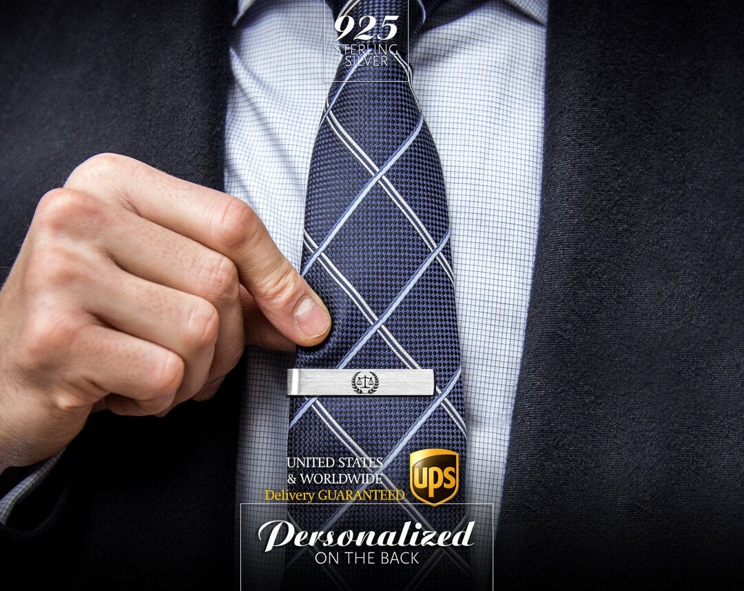 Law Grad Gift, Lawyer Tie Clip Engraved, Gift for Attorney, Scales of