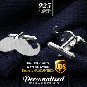 Custom Cufflinks, Groom Cufflinks, Wedding cufflinks, Mustache Cufflinks Personalized, Groom gift from bride