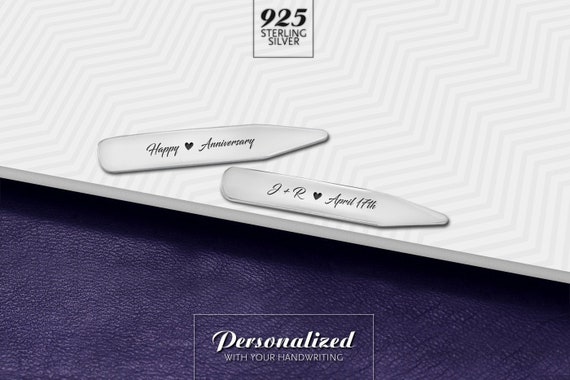 Made In USA MODERN GOODS SHOP Stainless Steel Collar Stays With Laser Engraved Whole Note Design 2.5 Inch Metal Collar Stiffeners