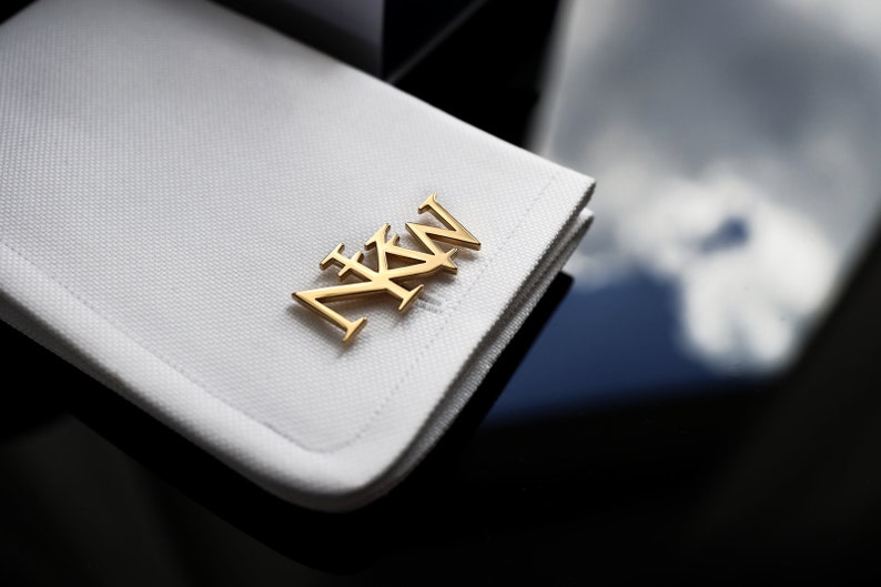 Gold-plated Cufflinks Initials, Personalized Cufflinks for groom, Wedding Cufflinks grooms gift from bride zdjęcie 5