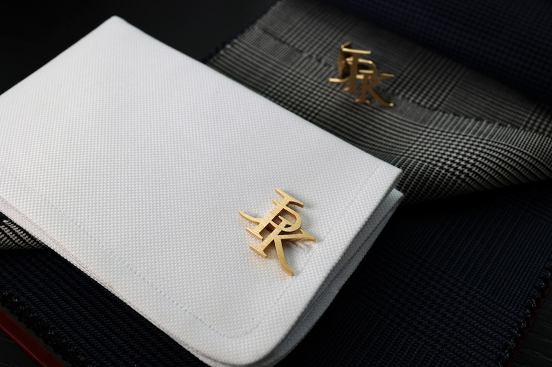 Gold-plated Cufflinks Initials, Personalized Cufflinks for groom, Wedding Cufflinks grooms gift from bride image 3