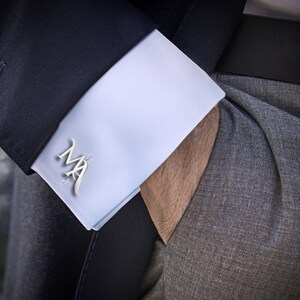 Initials Wedding Cufflinks personalized, Engraved cufflinks 925 silver, Bespoke Cufflinks for groom zdjęcie 5
